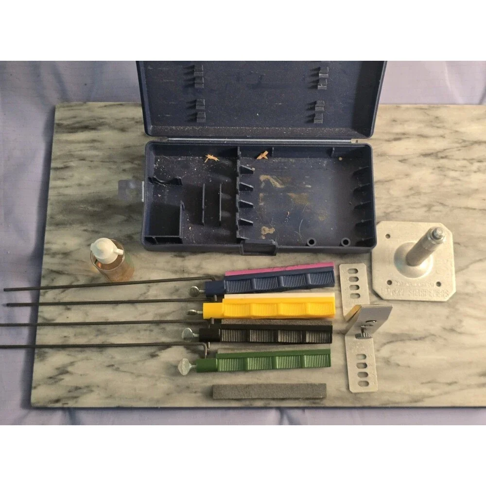 Lansky Deluxe 5-Stone Sharpener System Case Oil LM007 Pedestal Mount Precision